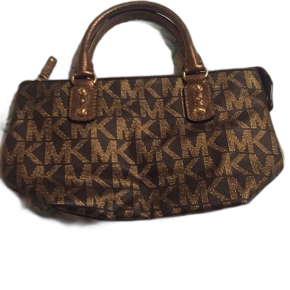 Michael Kors very nice small monogram brown and bronze handbag